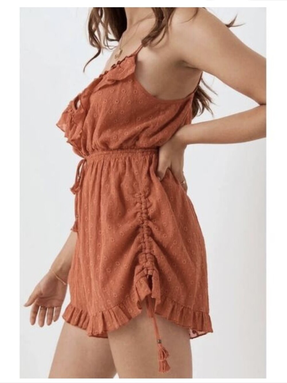SPELL Spell & the Gypsy Copper Daisy Chain Eyelet Sleeveless Romper, Small